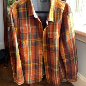 Toad&Co Men's Plaid Shirt - Orange, Yellow, Gray